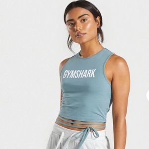 GYMSHARK Teal Crop Tie Top